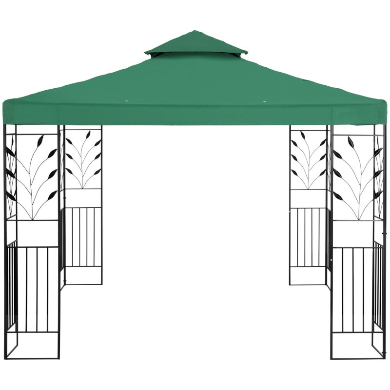 Sodo paviljono pavėsinė su ornamentu sulankstoma 3 x 3 x 2,6 m žalia