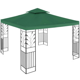 Sodo paviljono pavėsinė su ornamentu sulankstoma 3 x 3 x 2,6 m žalia