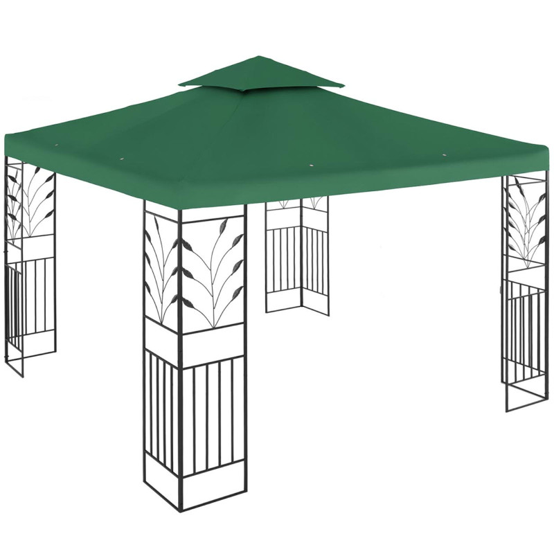 Sodo paviljono pavėsinė su ornamentu sulankstoma 3 x 3 x 2,6 m žalia