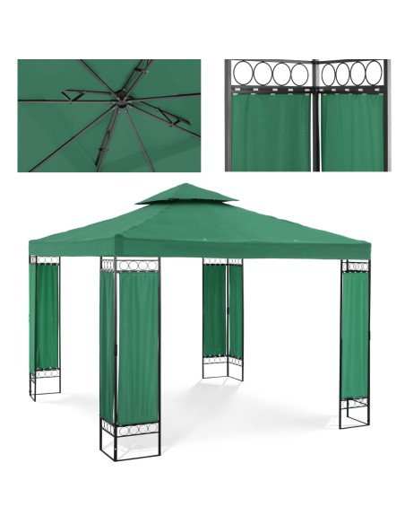 Sodo paviljono pavėsinė sulankstoma palapinė 3 x 3 x 2,6 m žalia Sodo paviljono pavėsinė sulankstoma palapinė 3 x 3 x 2,6 m žalia