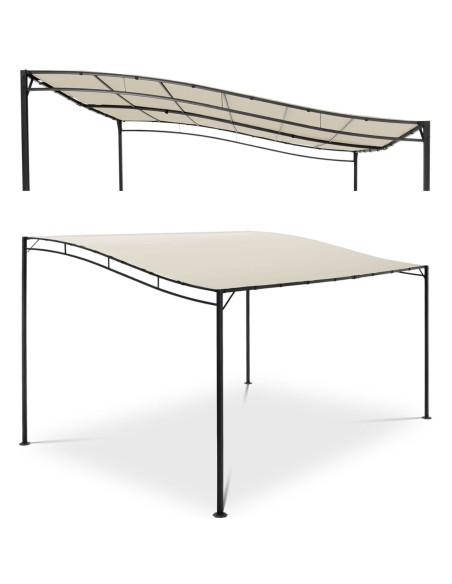 Sodo baldakimu laisvai pastatoma pavėsinė 4 x 3 x 2,5 m kreminė Sodo baldakimu laisvai pastatoma pavėsinė 4 x 3 x 2,5 m kreminė