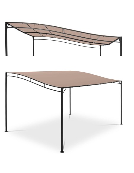 Sodo baldakimas laisvai pastatoma pavėsinė 4 x 3 x 2,5 m smėlio spalvos Sodo baldakimas laisvai pastatoma pavėsinė 4 x 3 x 2,5 m smėlio spalvos