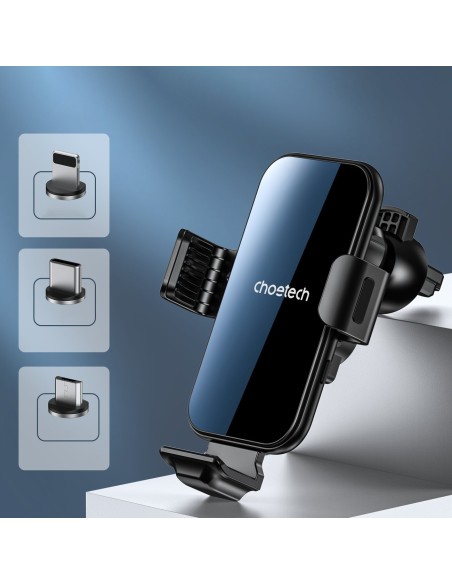 Indukcinis įkroviklis su automobiliniu laikikliu + magnetiniai antgaliai juodi