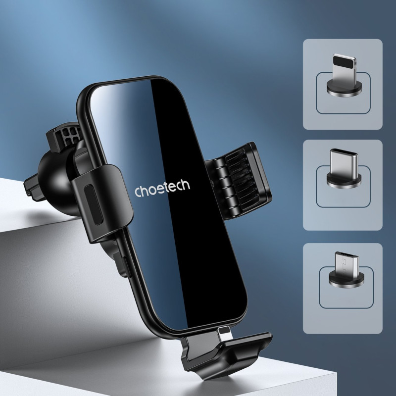 Indukcinis įkroviklis su automobiliniu laikikliu + magnetiniai antgaliai juodi