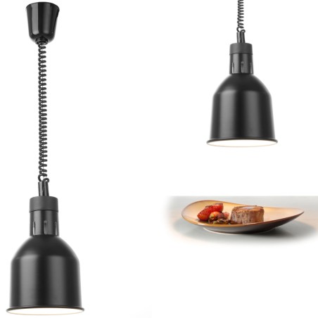 Lempa maistui pašildyti - pakabinamas cilindrinis kūgio formos juodas sk. 175 mm 250 W – Hendi 273852 Lempa maistui pašildyti - pakabinamas cilindrinis kūgio formos juodas sk. 175 mm 250 W – Hendi 273852