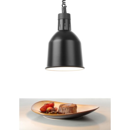 Lempa maistui pašildyti - pakabinamas cilindrinis kūgio formos juodas sk. 175 mm 250 W – Hendi 273852 Lempa maistui pašildyti - pakabinamas cilindrinis kūgio formos juodas sk. 175 mm 250 W – Hendi 273852