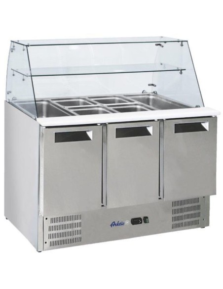 Salotinis šaldomas 3 durų stalas su stikliniu stalviršiu 4x GN1/1 368 l - Hendi 236192