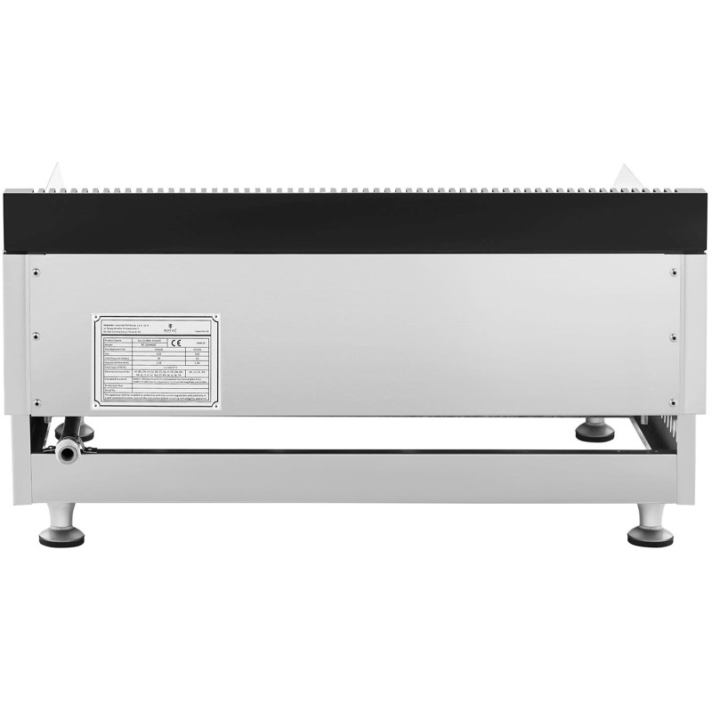 Dvigubas dujinis grilis, lygus griovelis nerūdijantis gamtinėms dujoms 2x 3,1 kW 0,02 baro 60 x 40 cm