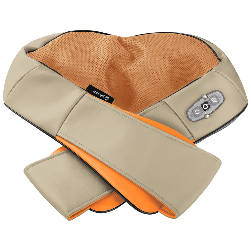 Kaklo, pečių, nugaros masažuoklis su šildymo funkcija, 8 galvutės, 12V/230V, 24W, smėlio spalvos