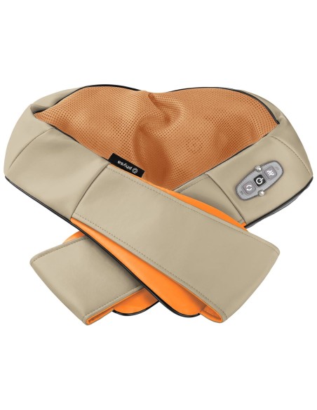 Kaklo, pečių, nugaros masažuoklis su šildymo funkcija, 8 galvutės, 12V/230V, 24W, smėlio spalvos