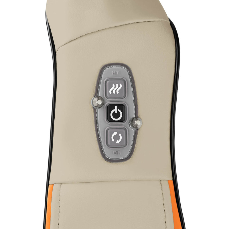 Kaklo, pečių, nugaros masažuoklis su šildymo funkcija, 8 galvutės, 12V/230V, 24W, smėlio spalvos