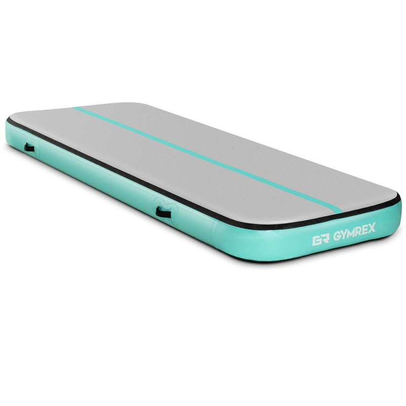 Akrobatinis gimnastikos čiužinio kilimėlis pripučiamiems pratimams, ilgis 3 m, gr. 20 cm žalia