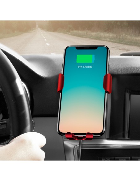 Oro ventiliatorius automobilinis dp telefono laikiklis + Qi belaidis įkroviklis juodas Oro ventiliatorius automobilinis dp telefono laikiklis + Qi belaidis įkroviklis juodas