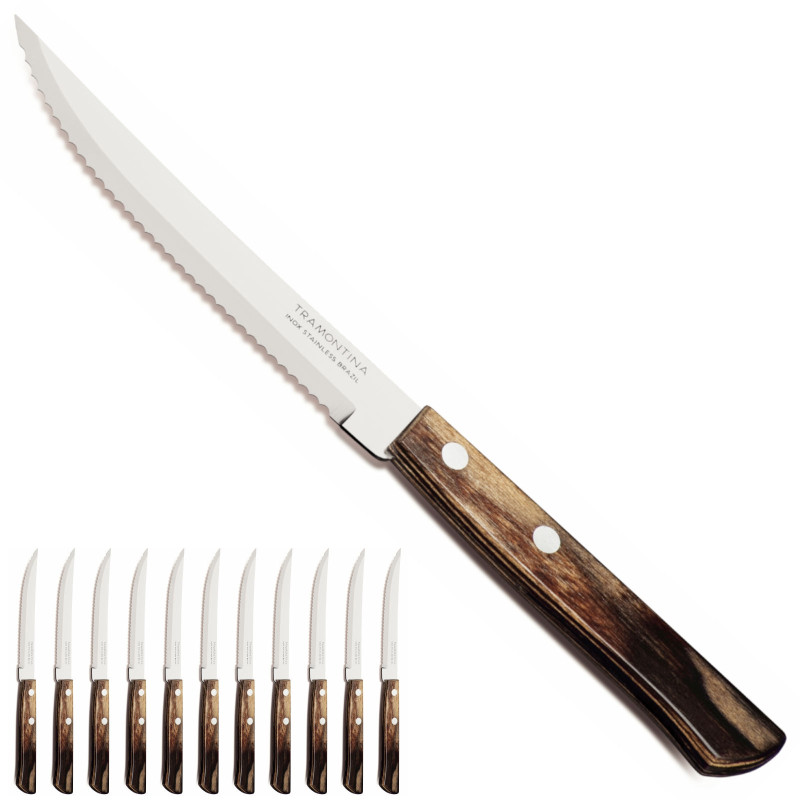 HORECA nerūdijančio plieno picos kepsnių peilis, 12 vnt., ilgis 215 mm, ruda HORECA nerūdijančio plieno picos kepsnių peilis, 12 vnt., ilgis 215 mm, ruda