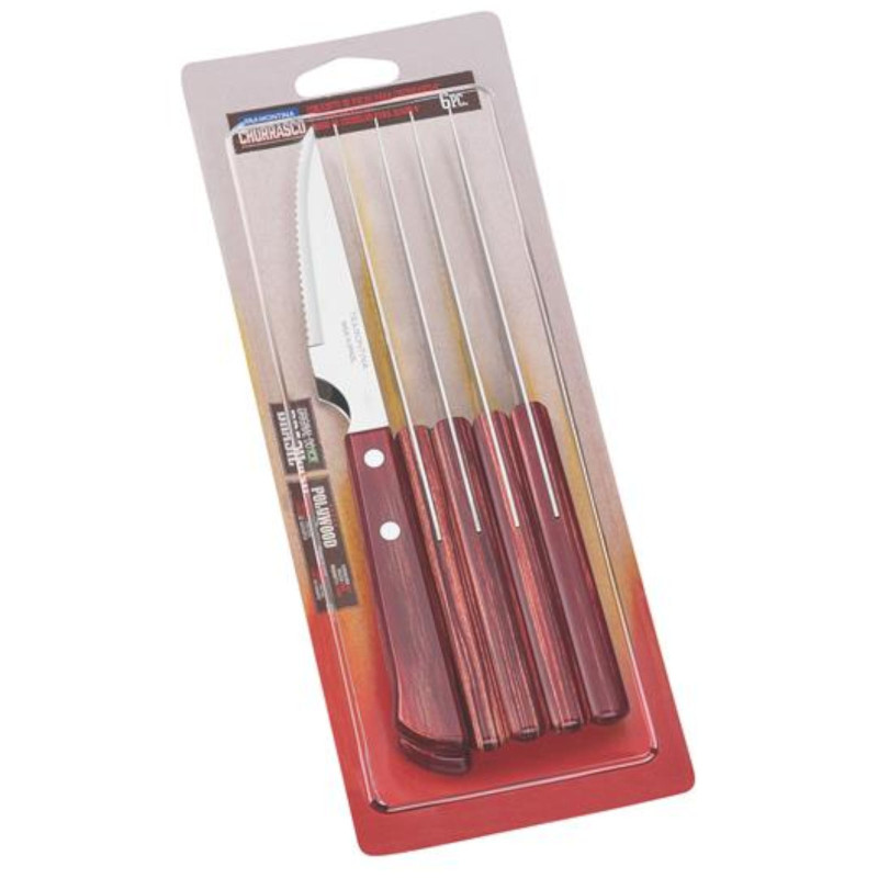 Dantytas nerūdijančio plieno kepsnių peilis Churrasco Spanish Style 6 vnt., 220 mm raudonas