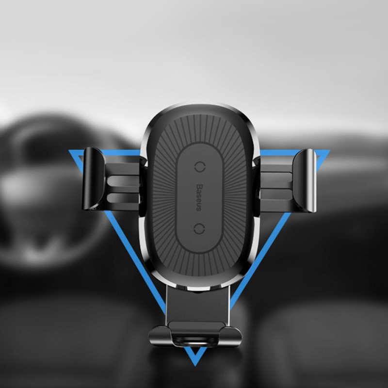 Oro ventiliatorius automobilinis dp telefono laikiklis + Qi belaidis įkroviklis juodas