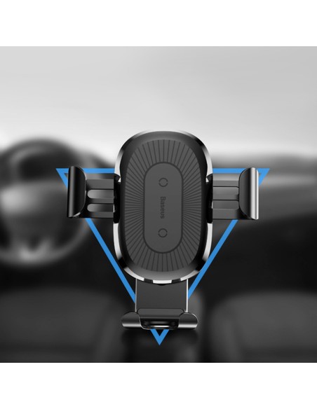 Oro ventiliatorius automobilinis dp telefono laikiklis + Qi belaidis įkroviklis juodas Oro ventiliatorius automobilinis dp telefono laikiklis + Qi belaidis įkroviklis juodas