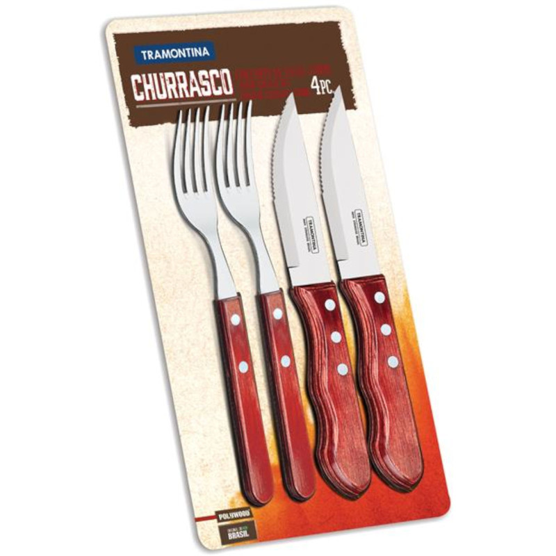 Nerūdijančio plieno picos stalo įrankių rinkinys lizdinėje plokštelėje Churrasco JUMBO rinkinys iš 4 el.