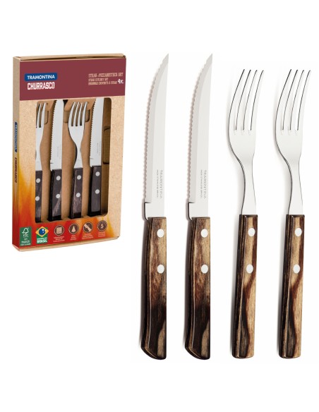 Nerūdijančio plieno picos stalo įrankių rinkinys dovanų dėžutėje Churrasco rinkinys 4 el.