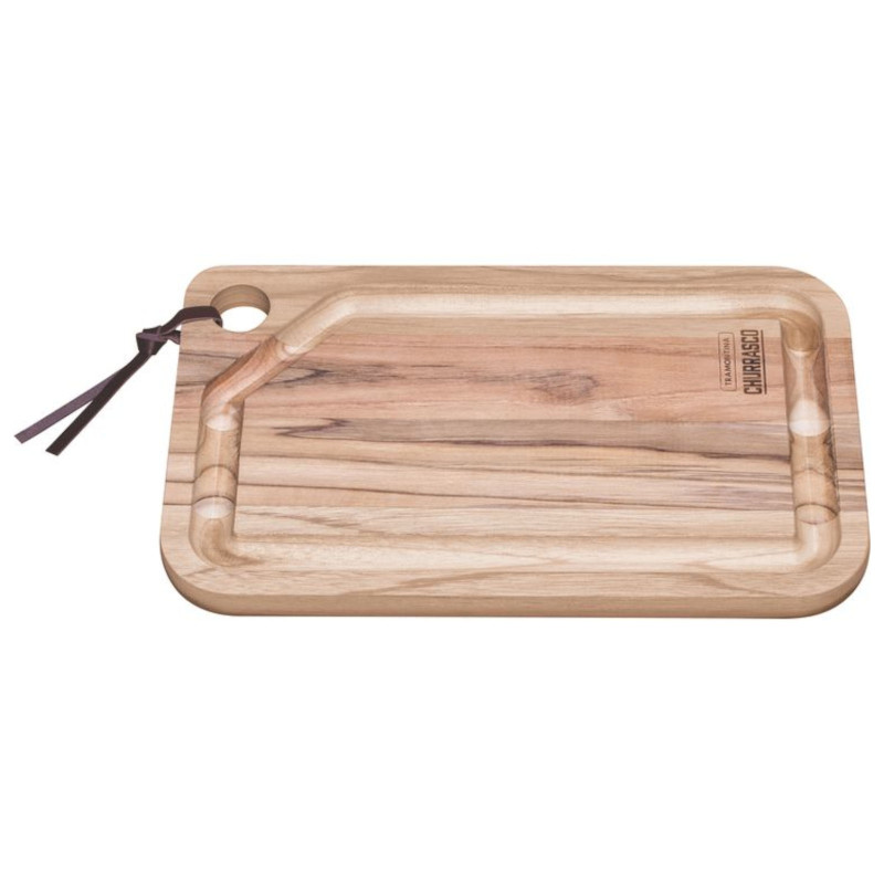 Pjaustymo lenta su išpjova iš tikmedžio Churrasco 400x240x18 mm