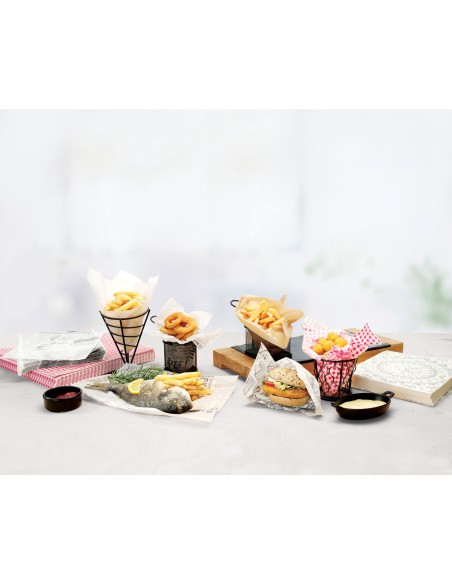 Pergamentinis popierius bulvyčių užkandžiams baltas 500 vnt 258x425 mm - Hendi 678213