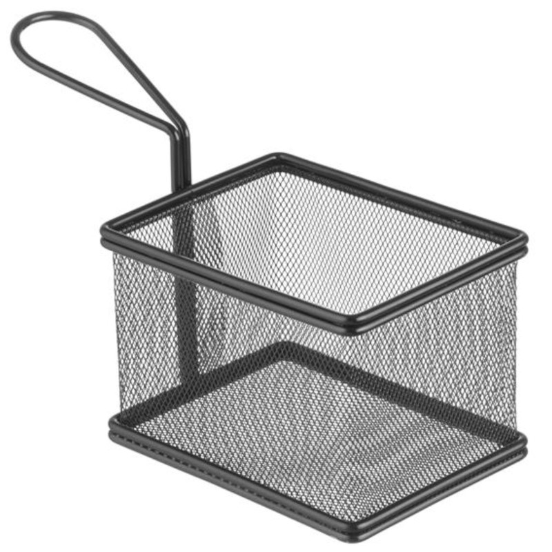 Mini krepšelis keptiems užkandžiams patiekti su rankena 125x100x85 mm - Hendi 425626