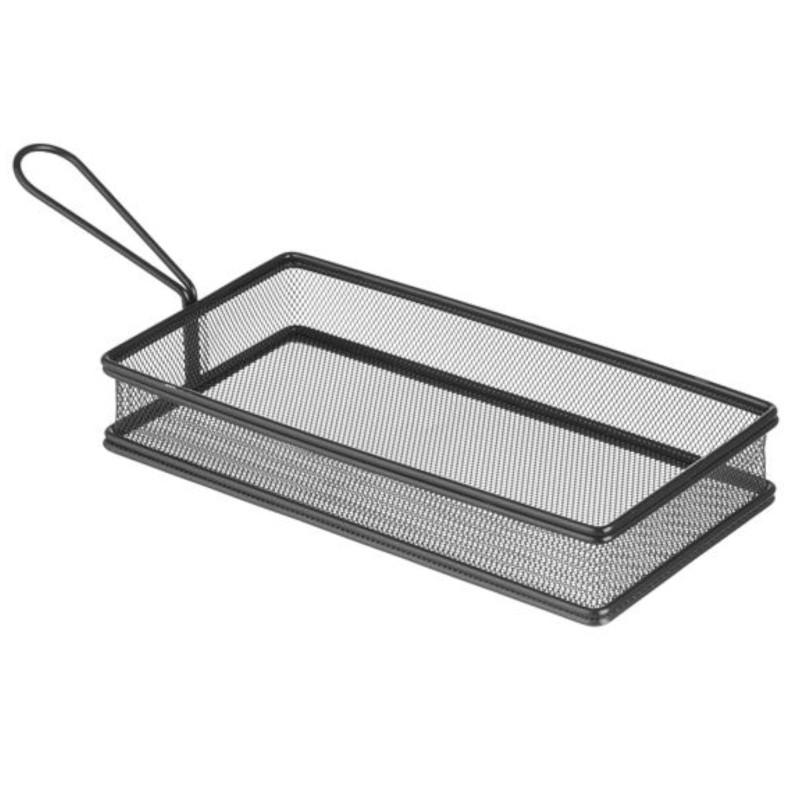 Krepšelis keptų bulvyčių užkandžiams patiekti su rankena juoda 255x153x45 mm - Hendi 425657