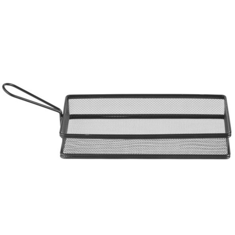 Krepšelis keptų bulvyčių užkandžiams patiekti su rankena juoda 255x153x45 mm - Hendi 425657