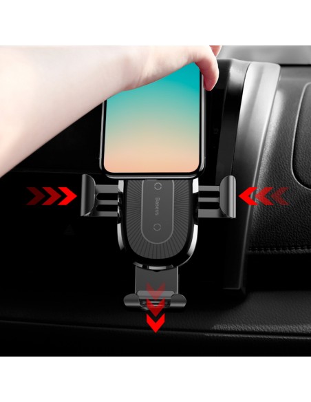 Oro ventiliatorius automobilinis dp telefono laikiklis + Qi belaidis įkroviklis juodas Oro ventiliatorius automobilinis dp telefono laikiklis + Qi belaidis įkroviklis juodas