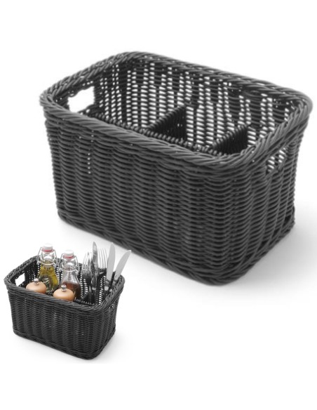 Stalo įrankių dalytuvo krepšelio prieskoniai su 4 skyreliais pilku melanžu - Hendi 426074