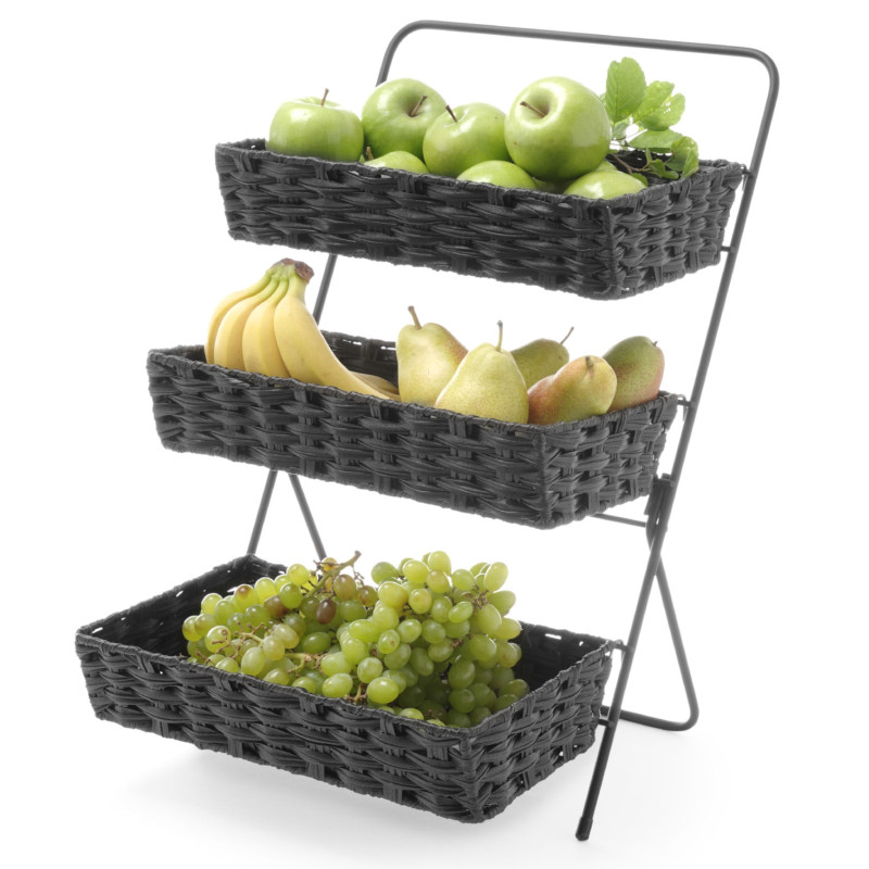 3 lygių nerūdijančio plieno vaisių ir daržovių lentyna su krepšeliais 320x215x600 mm - Hendi 426272