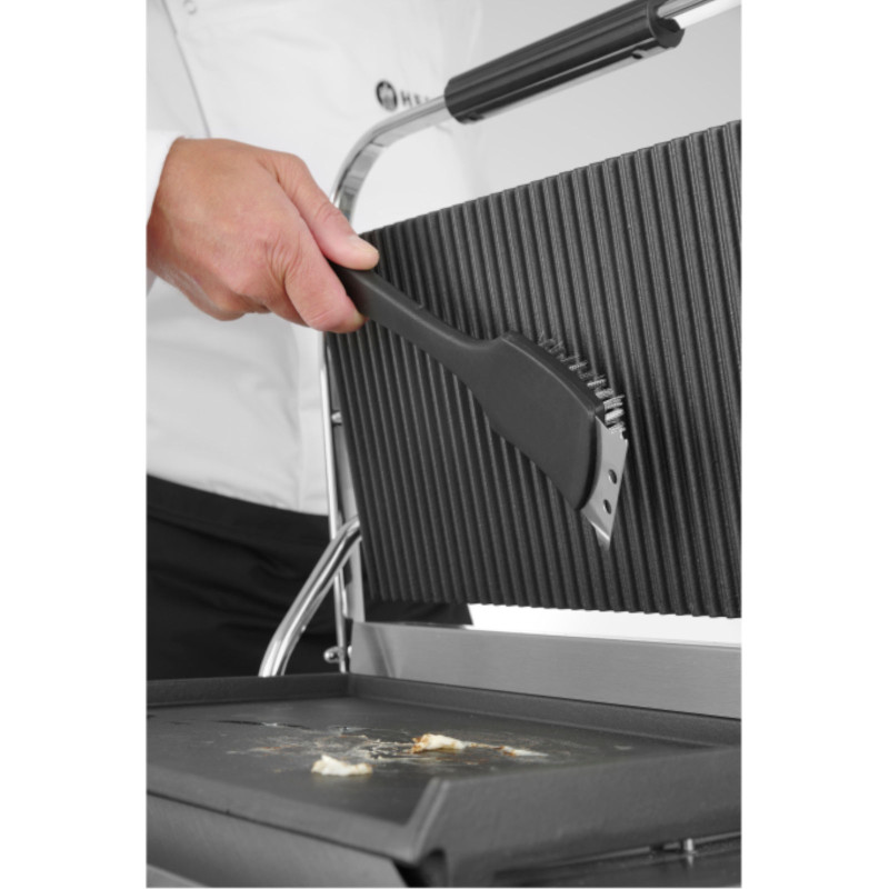 Šepečių valiklis su grandikliu BBQ grotelių plieniniams šeriams 70x310x85 mm - Hendi 525548