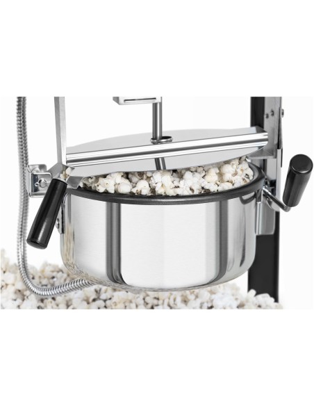 Mašininis kukurūzų spragėsių skrudinimas retro TEFLON 1600 W 5-6 kg/h - juodos ir auksinės spalvos Mašininis kukurūzų spragėsių skrudinimas retro TEFLON 1600 W 5-6 kg/h - juodos ir auksinės spalvos