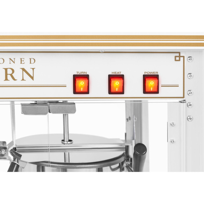 Spragėsių skrudinimo mašina retro TEFLON 1600 W 5-6 kg/h - balta ir auksinė
