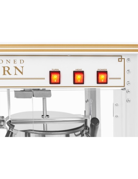 Spragėsių skrudinimo mašina retro TEFLON 1600 W 5-6 kg/h - balta ir auksinė Spragėsių skrudinimo mašina retro TEFLON 1600 W 5-6 kg/h - balta ir auksinė