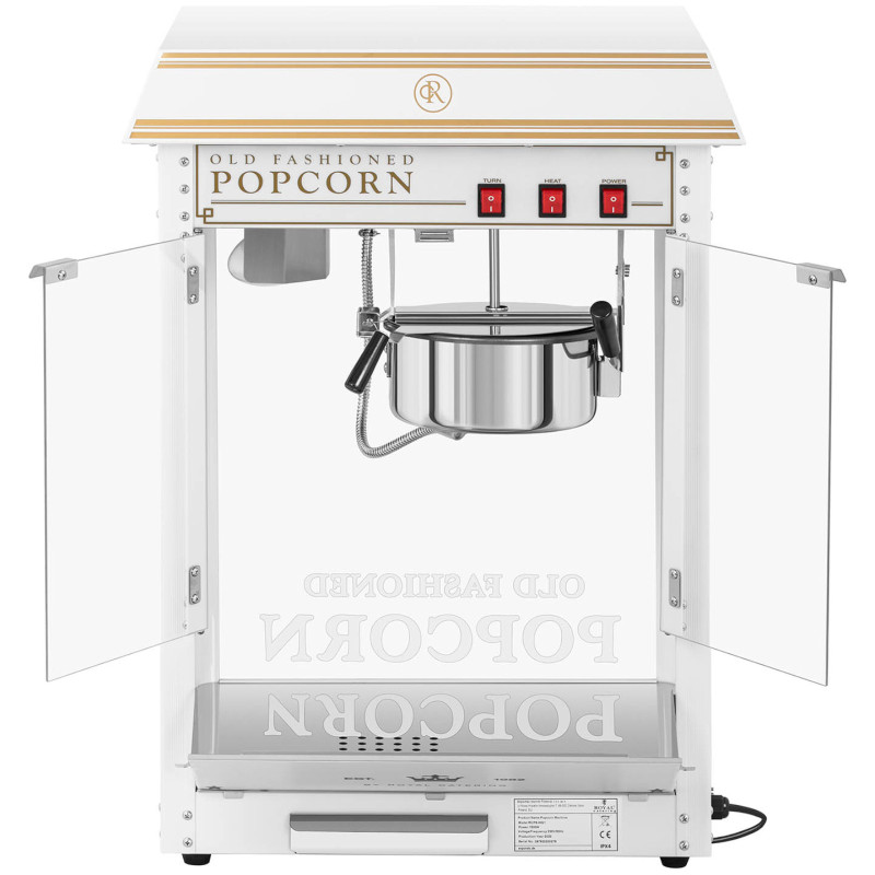 Spragėsių skrudinimo mašina retro TEFLON 1600 W 5-6 kg/h - balta ir auksinė