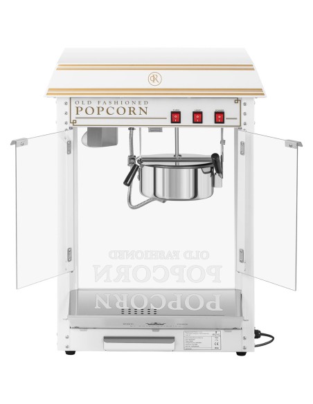 Spragėsių skrudinimo mašina retro TEFLON 1600 W 5-6 kg/h - balta ir auksinė Spragėsių skrudinimo mašina retro TEFLON 1600 W 5-6 kg/h - balta ir auksinė