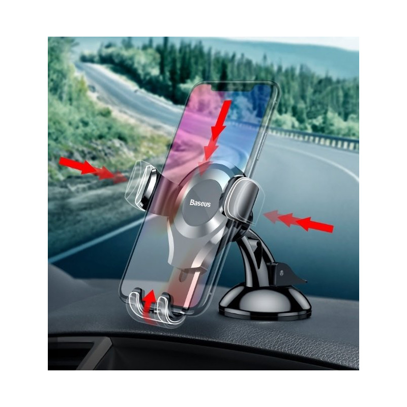 Gravitacinis automobilinio telefono laikiklis priekiniam stiklui Osculum silver