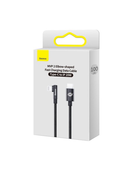 Kampinis laidas Maitinimo laidas su šoniniu USB-C kištuku iPhone Lightning 1m 20W juodas