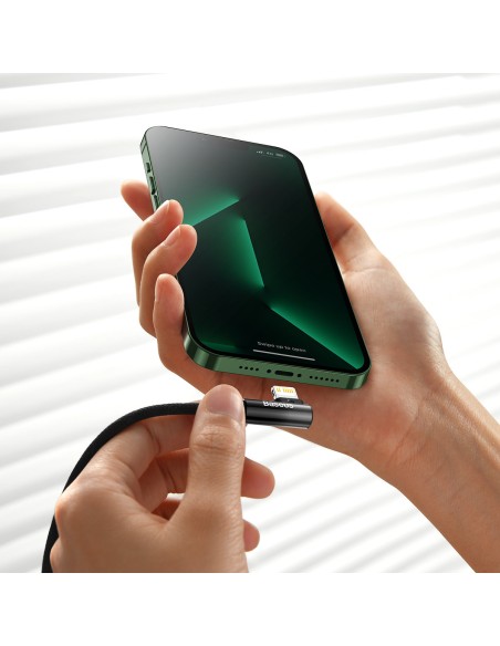 Kampinis laidas Maitinimo laidas su šoniniu USB-C kištuku iPhone Lightning 1m 20W juodas