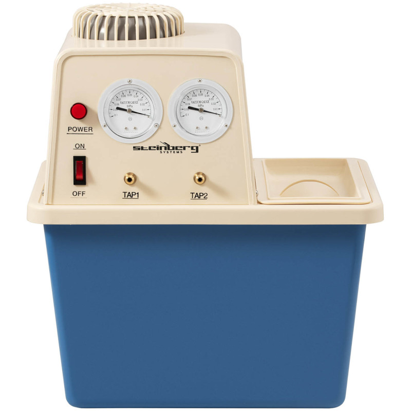 Laboratorinis vakuuminis siurblys su vandens kontūru 2 vožtuvai manometrai 15 l 180 W