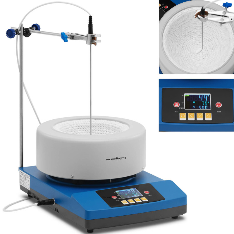 Laboratorinė šildymo mantija su magnetine maišykle + stovas 2 l 1800 aps./min 300 C Laboratorinė šildymo mantija su magnetine maišykle + stovas 2 l 1800 aps./min 300 C