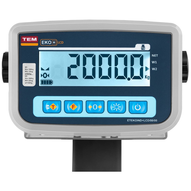 Kalibruotos mobiliojo sandėlio platformos svarstyklės 2000/1 kg 120x120 cm LCD