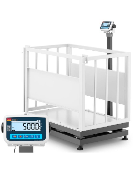 Veterinarinės gyvulininkystės platforminės svarstyklės su narvu gyvūnams 300/0,1 kg 110x70 cm LCD Veterinarinės gyvulininkystės platforminės svarstyklės su narvu gyvūnams 300/0,1 kg 110x70 cm LCD