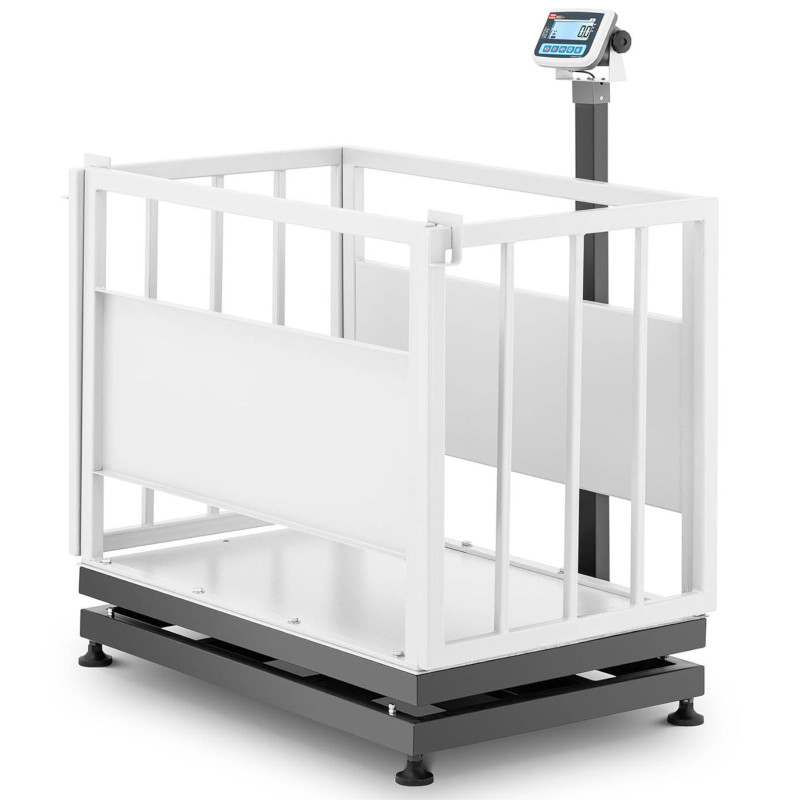 Veterinarinės gyvulininkystės platforminės svarstyklės su narvu gyvūnams 300/0,1 kg 110x70 cm LCD