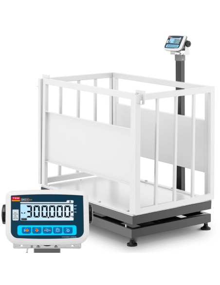 Veterinarinės gyvulininkystės platforminės svarstyklės su narvu gyvūnams 500/0,2 kg 110x70 cm LCD Veterinarinės gyvulininkystės platforminės svarstyklės su narvu gyvūnams 500/0,2 kg 110x70 cm LCD