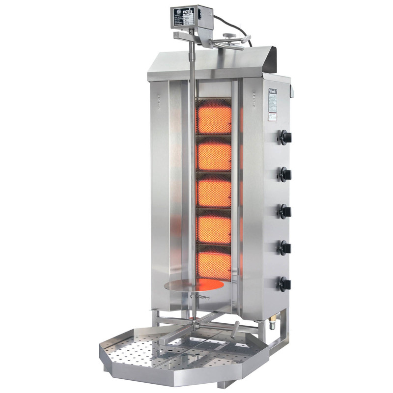 Grilis skrudintuvas kebabų orkaitė giroskopas dujos propanas-butanas LPG POTIS įėjimas 50 kg 230 V 8750 W