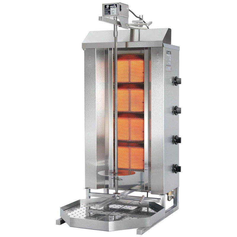 Grilio kebabų orkaitės profesionalus giroskopas gamtinėms dujoms POTIS įvadas 70 kg 230 V 11,2 kW