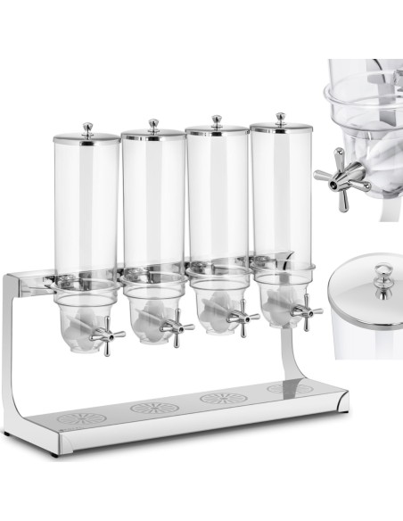 Dozatorius biriems produktams, musli dribsniams, džiovintiems vaisiams ir kavai 4 x 3,5 l Dozatorius biriems produktams, musli dribsniams, džiovintiems vaisiams ir kavai 4 x 3,5 l