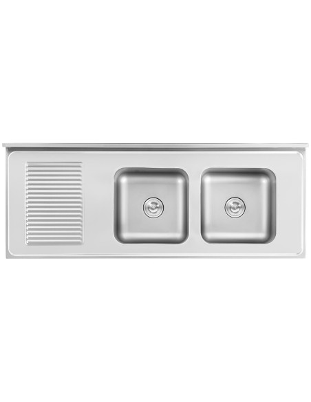Dviejų kamerų gastronominė baseino kriauklė su spintele su stumdomomis durimis 160 x 60 x 95 cm Dviejų kamerų gastronominė baseino kriauklė su spintele su stumdomomis durimis 160 x 60 x 95 cm